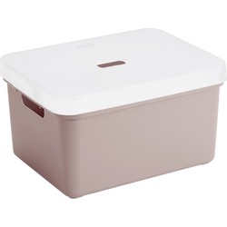 Sunware opbergbox/mand 32 liter oud roze kunststof met transparante deksel - Opbergbox