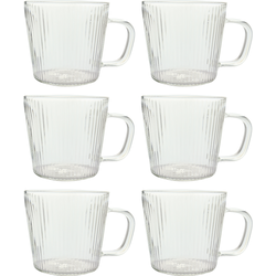 OTIX Koffiekopjes - Glazen met Ribbel - Reliëf - Koffietassen - Set van 6 - 150ml - Glas - ROSE