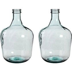 Mica Decorations Vaas Diego - 2x - flessenhals - gerecycled glas - 42 cm - Vazen