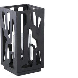 PTMD Windlicht Dewey - 16x16x32 cm - Ijzer - Zwart