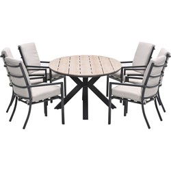 Garden Impressions Senja tuinset 7-delig desert sand - Tulli tuintafel 220x115xH75 cm - light teak vironwood