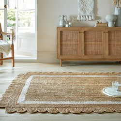 GRACE VLOERKLEED JUTE - LAAGPOLIG MODERN - NATUREL / WIT