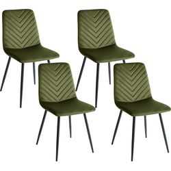 HAVRE - Eetkamerstoelen set van 4 - Olijfgroen - Fluweel