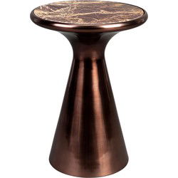 Dutchbone Mount Bijzettafel Rond 32,5x32,5 cm Marmer Bruin