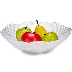 Grote fruitschaal Infinity van bewerkt glas rond 31 cm - Fruitschalen