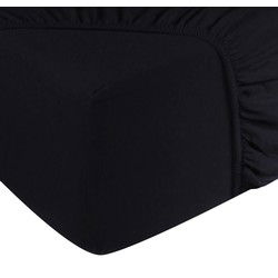DoubleDry Hoeslaken Flanel 100% Zacht Katoen - Tweepersoons 140x200 cm - Rondom Elastiek - Zwartblauw