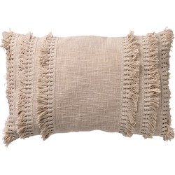 Dutch Decor FARA - Kussenhoes 40x60 cm - 100% katoen - met franjes - Pumice Stone - beige - Dutch Decor