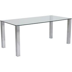 Eettafel Glas/Zilver - 180x90x75cm - Koos