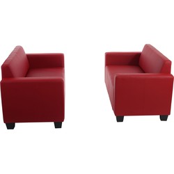 Cosmo Casa  Sofa set - 2x 2-zitsbank - Faux Leather - Rood