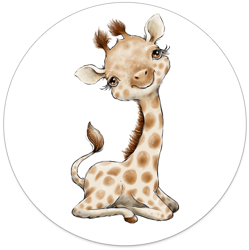 Label2X Muurcirkel kids giraffe 80 cm / Forex - 80 cm - 