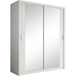 Meubella - Kledingkast Blake - Wit - 180 cm - Met spiegel