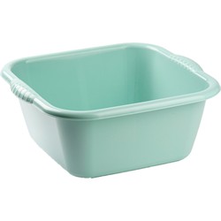 Plasticforte teiltje/afwasbak - vierkant - kunststof - 6 liter - 31 x 29 x 13 cm - Mintgroen - Afwasbak
