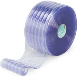 Pvc op de rol 20cm breed 2 mm dik rol a 50 meter Transparant Dubbel Geribbeld