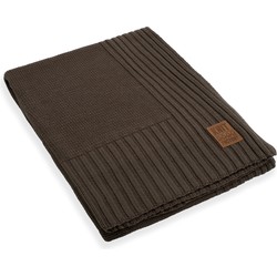 Knit Factory Uni Gebreid Plaid - Woondeken - Kleed - Dark Taupe - 160x130 cm