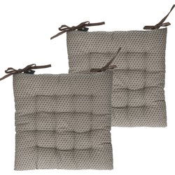 Atmosphera Stoelkussens - 2x - donkergrijs - katoen - 38 x 7 cm - wicker zitkussen - tuinstoelkussens