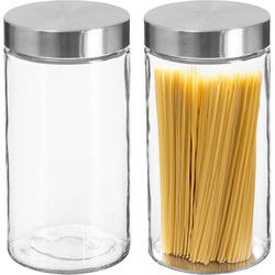 Secret de Gourmet Voorraadbus/voorraadpot - 2x - 1,7L - glas/RVS - Voorraadpot