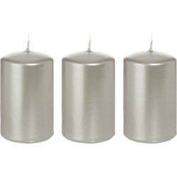 3x Kaarsen zilver 5 x 8 cm 18 branduren sfeerkaarsen - Stompkaarsen