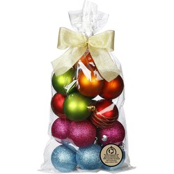 Inge Christmas kerstballen - 16x - gekleurd - kunststof - 6 cm - Kerstbal