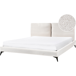 Beliani MELLE - Tweepersoonsbed-Wit-Bouclé