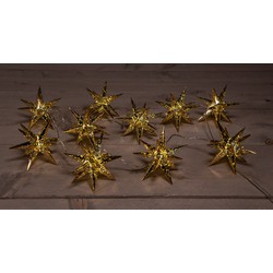 10Pcs Gold 3D Star 12 cm 10Led Warm White 1,5M