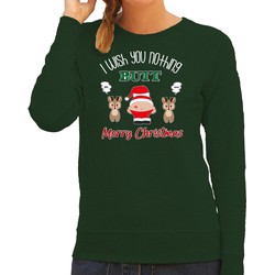 Bellatio Decorations foute Kersttrui/sweater dames - I Wish You Nothing Butt Merry Christmas - groen M - kerst truien