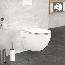 Spoelrandloze wand Hangtoilet lang keramisch Soft-Close Wit