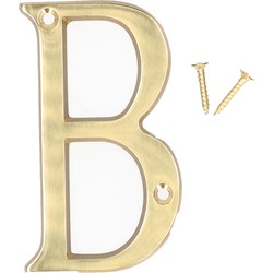 AMIG Huisnummer/letter B - massief messing - 10cm - incl. bijpassende schroeven - gepolijst - goudkleur - Huisnummers