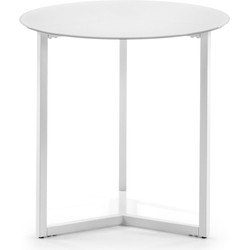 Kave Home - Raeam bijzettafel in gehard glas en wit staal Ø 50 cm