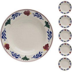 Boerenbont diep eetbord 22cm set van 6 stuks