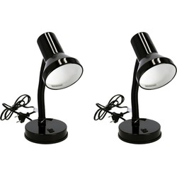 2x stuks staande bureaulampen zwart 13 x 10 x 30 cm verstelbare lamp verlichting - Bureaulampen