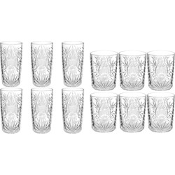 Set 12x stuks Ayla-serie water/longdrink glazen 350 ml van glas - Drinkglazen