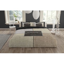 Dekbedovertrek Romantic Nights - Eenpersoons 140x200 CM - Percal Katoen, Taupe/ - Cotton Collection - Incl. 1 Kussensloop van 60x70 CM