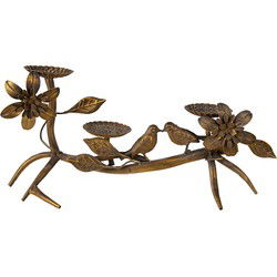 Clayre & Eef Kandelaar Vogels Koperkleurig IJzer Bloemen