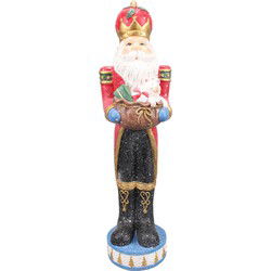 Clayre & Eef Beeld Kerstman Rood Blauw Kunststof