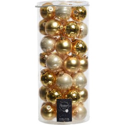 Decoris Kerstballen set - 49x stuks - glas - parel/goud - 6 cm - Kerstbal