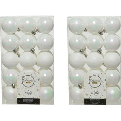 60x stuks kunststof kerstballen parelmoer wit (iris) 6 cm glans/mat/glitter - Kerstbal