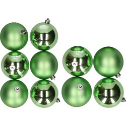 10x stuks kunststof kerstballen groen 8 en 10 cm - Kerstbal