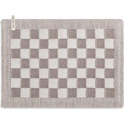 Knit Factory Gebreide Placemat - Onderlegger Block - Ecru/Taupe - 50x30 cm