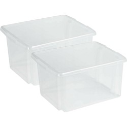 Sunware Opslagbox kunststof - 2x - 32L - transparant - 45 x 36 x 24 cm - Opbergbox