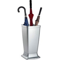 Plasticforte Paraplubak/parapluhouder Plain - zilvergrijs - glad kunststof - D26 x H52cm - hoge voet - Paraplubakken