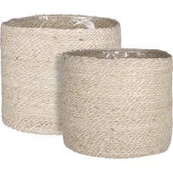 Mica Decorations Atlantic Plantenmand - Set van 2 - H26 x Ø30 cm - Crème