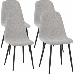 Set van 4 Scandinavische Eetkamerstoelen Naturel Melange Bouclé Stof Swift - Zonder Armleuningen