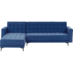 Beliani ABERDEEN - Hoekbank-Blauw-Fluweel