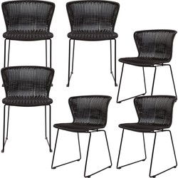 WOOOD Wings Tuinstoelen - Polyester - Zwart - Set van 6