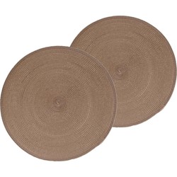 Set van 6x stuks placemats gevlochten kunststof taupe 38 cm - Placemats