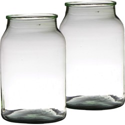 Set van 2x stuks bloemenvazen van gerecycled glas 34 x 22 cm - Vazen