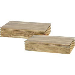 Nachtkastje Naturel Acaciahout - Set van 2 - 40x25x8cm