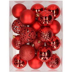 37x stuks kunststof kerstballen rood 6 cm - Kerstbal