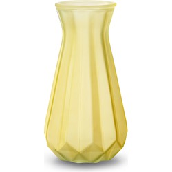 Bloemenvaas - geel/transparant glas - H18 x D11.5 cm - Vazen