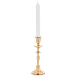 Giftdecor Kaarsen kandelaar van decoratief metaal - voor dinerkaarsen - goud - D9 x H23 cm - kaars kandelaars